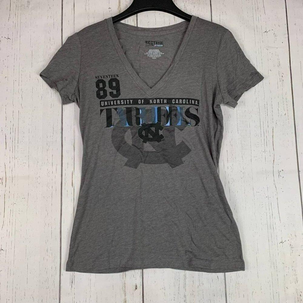 North Carolina Tar Heels NCAA Medium Majestic Casual T-Shirt Gray New Women